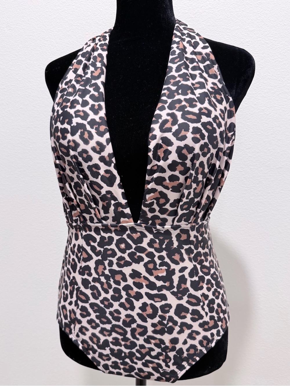 Women’s Leopard Halter One-Piece Swimsuit